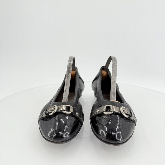 AGL Italy Monika Ballet Flat Size 35 5 Black Silver Cap Toe Leather Comfy - Picture 3 of 16